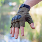Тактичні рукавички короткопалі (відкриті, без пальців) з гербом хакі М - зображення 9