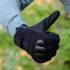 Перчатки тактические длиннопалые (закрытые, с пальцами) с гербом черные L - изображение 5