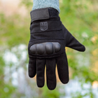Тактичні рукавички довгопалі (закриті, з пальцями) з гербом чорні М - зображення 1