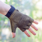 Тактичні рукавички короткопалі (відкриті, без пальців) з гербом хакі XL - зображення 5