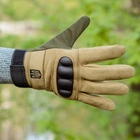 Тактичні рукавички довгопалі (закриті, з пальцями) з гербом койот XXL - зображення 1