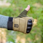 Тактичні рукавички короткопалі (відкриті, без пальців) з гербом койот XXL - зображення 8