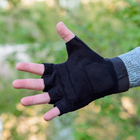Тактичні рукавички короткопалі (відкриті, без пальців) з гербом чорні XXL - зображення 6