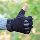 Тактичні рукавички короткопалі (відкриті, без пальців) з гербом чорні XL - зображення 8