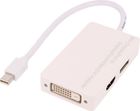 Przejściówka Digitus mini DisplayPort na DisplayPort/HDMI/DVI 0,2 m, biała (AK-340509-002-W) - obraz 1