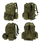 Рюкзак тактичний чоловічий з 3 підсумками Tactical Backpack B08 Oliva на 55 л військовий туристичний для полювання та риболовлі з кріпленням MOLLE - зображення 4