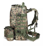Тактичний рюкзак на 55 л з підсумками 55х40х25 см B08 Зелений джунглі (63903711) - зображення 4