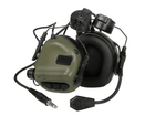 Активні навушники Earmor M32H для стрільби, тактичні, захисні з кріпленням на шолом та мікрофоном Зелені - изображение 3