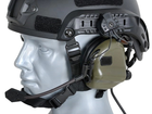 Активні навушники Earmor M32H для стрільби, тактичні, захисні з кріпленням на шолом та мікрофоном Зелені - изображение 9