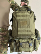 Тактичний військовий рюкзак з підсумками олива - зображення 3