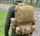 Рюкзак тактический военный 60 л с подсумками MOLLE водостойкий , военный рюкзак Oxford 600D Койот - изображение 2