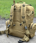 Рюкзак тактичний військовий 60 л з підсумками MOLLE водостійкий , військовий рюкзак Oxford 600D Койот - зображення 5