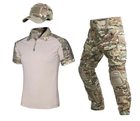 Тактический летний военный коcтюм форма Gunfighter футболка поло, штаны+наколенники, кепка р.2XL - изображение 1