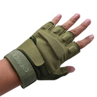 Тактичні військові рукавички з відкритими пальцями хакі - зображення 1