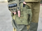 Тактична кобура на стегно Tactic універсальна кобура на пояс з кишенею під магазин колір Олива (holster-1019-olive) - зображення 4