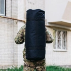 Сумка баул військова, армійський баул Оксфорд чорний 100 л тактичний баул з клапаном, тактичний баул-рюкзак - зображення 3