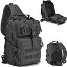 Тактическая сумка через плечо рюкзак однолямочный тактический Hawk 17л черный - изображение 1