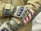 Тактические безпалые перчатки Tactic армейские перчатки с защитой костяшек размер XL цвет Олива (oakley-olive-xl) - изображение 5