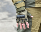 Тактические безпалые перчатки Tactic армейские перчатки с защитой костяшек размер L цвет Олива (oakley-olive-L) - изображение 6
