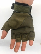 Перчатки мужские без пальцев демисезонные Оливка - L (Kali) с натуральной кожи застежкой-липучкой и вентиляционными отверствиями для спорта и туризма - изображение 5