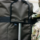 Баул-сумка-військова, баул армійський Оксфорд 120 л тактичний баул, тактичний баул-рюкзак, хакі з кріпленням для каремату та саперної лопати. - зображення 6