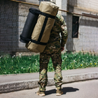 Баул-сумка військова, Оксфорд баул армійський 100 л тактичний баул, тактичний баул-рюкзак, койотм із кріпленням для каремату та саперної лопати. - зображення 3