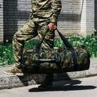 Сумка-баул-рюкзак, баул армійський Оксфорд тактична на 100 л Камуфляж із кріпленням для каремату та саперної лопати. - зображення 4