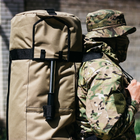 Баул-сумка військова, Оксфорд баул армійський 100 л тактичний баул, тактичний баул-рюкзак, койотм із кріпленням для каремату та саперної лопати. - зображення 4