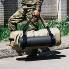 Баул-сумка военная, Оксфорд баул армейский 100 л тактический баул, тактический баул-рюкзак, койот с креплением для каремата и саперной лопаты. - изображение 5