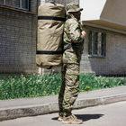 Баул-сумка військова, Оксфорд баул армійський 120 л тактичний баул, тактичний баул-рюкзак, койотм із клапаном. - зображення 2