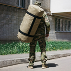 Баул-сумка військова, Оксфорд баул армійський 120 л тактичний баул, тактичний баул-рюкзак, койотм із клапаном. - зображення 3