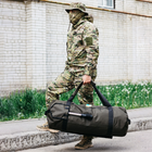 Баул-сумка-військова, баул армійський Оксфорд 100 л тактичний баул, тактичний баул-рюкзак, хакі з кріпленням для каремату та саперної лопати. - зображення 4
