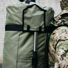 Сумка-баул-рюкзак, баул армейский Оксфорд 120 л тактический баул, олива с креплением для каремата и саперной лопаты. - изображение 6