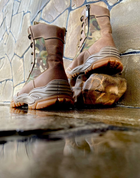 Берцы ботинки тактическая обувь облегченные Лето натуральная гидрофобная кожа усиленная пятка и носок Мультикам р 39 - изображение 4