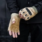Тактичні Військові Рукавички Без Пальців Для Військових з накладками Койот Tactical Gloves PRO Coyot M Безпалі Армійські Штурмові - зображення 7