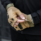 Тактичні Військові Рукавички Без Пальців Для Військових з накладками Койот Tactical Gloves PRO Coyot M Безпалі Армійські Штурмові - зображення 12