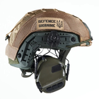 Каска шлем тактический + Активные Навушники EARMOR M32H Кавер Пиксель "FAST NIJ IIIA" Кевларовый баллистический Хаки - изображение 6