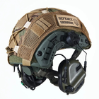 Каска шлем тактический + Активные Навушники EARMOR M32H Кавер Мультикам "FAST NIJ IIIA" кевларовый баллистический Черный - изображение 14