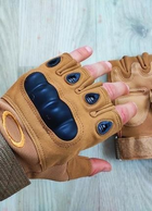 Тактические перчатки беспалые Oakley L койот - изображение 5