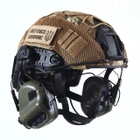 Каска шлем тактический + Активные Навушники EARMOR M32H Кавер Мультикам "FAST NIJ IIIA" кевларовый баллистический Черный - изображение 5