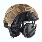 Каска шлем тактический + Активные Навушники EARMOR M32H Кавер Мультикам "FAST NIJ IIIA" кевларовый баллистический Черный - изображение 7