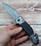 Нож складной туристический для рыбалки и охоты Browning нож с стропорезом и стеклобоем DA167 Черный - изображение 3
