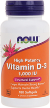 Suplement diety Now Foods Witamin D-3 1000 IU 180 k (733739003652) - obraz 1