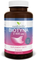 Харчова добавка Medverita Біотин 2500 мкг 180 капсул Hair Skin B7 (5905669084376) - зображення 1
