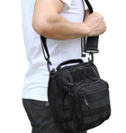 Тактична сумка, посилена чоловіча сумка, рюкзак, тактична стропа. Колір чорний - зображення 6