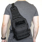 Тактична сумка, посилена чоловіча сумка, рюкзак, тактична стропа. Колір чорний - зображення 7