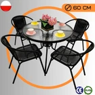 Комплект Садовий Стіл + Стілець Jumi Bistro-4R Набір Садових Плетених Меблів для Саду для Тераси зі Штучного Ротанга Чорний Польща