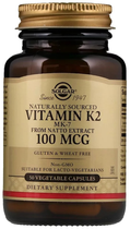 Натуральний Solgar Вітамін К2, Naturally Sourced Vitamin K2, 100 мкг, 50 вегетаріанських капсул (33984036031) - зображення 1