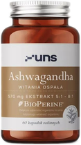 Suplement diety UNS Ashwagandha + Bioperyna 60 kapsułek (5904238960301) - obraz 1