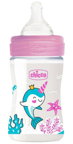 Chicco Well-being Physio Colors plastikowa butelka do karmienia z silikonowym smoczkiem 0m+ 150 ml różowy (28611.10)